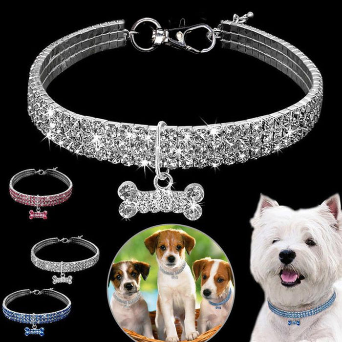 Rhinestone Bling Dog Collar for Small Breeds
