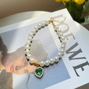 Retro Crystal Pendant Pearl Necklace for Pet Lovers