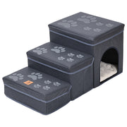 Multi-Level Cat Kennel with Integrated Dog Stairs