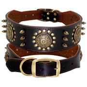 Premium Leather Studded Dog Collar for Large Breeds