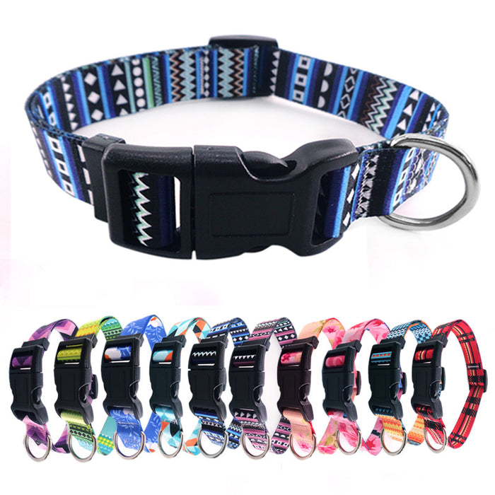 Bohemian Print Dog Collar with Vibrant Design