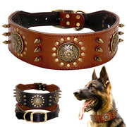 Premium Leather Studded Dog Collar for Large Breeds