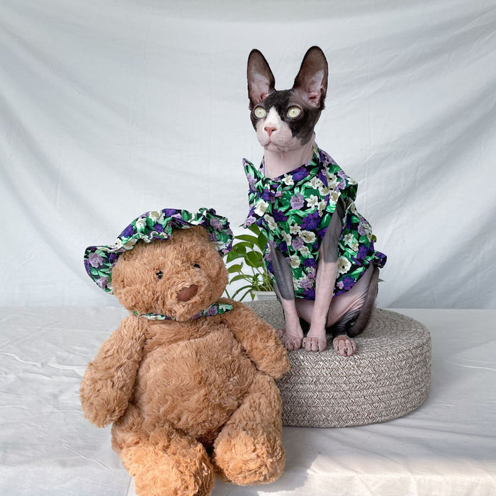 Summer Floral Dress for Hairless Sphinx Cats