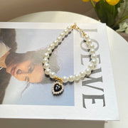 Retro Crystal Pendant Pearl Necklace for Pet Lovers