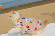 Floral Embroidery Mesh Dress for Cats and Small Dogs