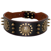 Premium Leather Studded Dog Collar for Large Breeds