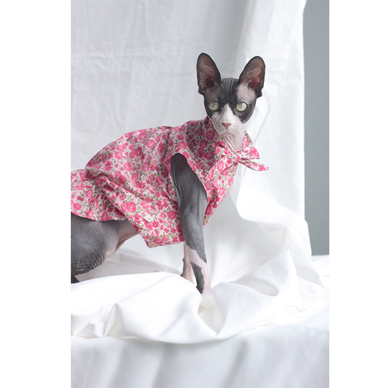 Summer Floral Dress for Hairless Sphinx Cats