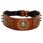 Premium Leather Studded Dog Collar for Large Breeds
