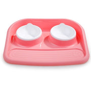 Dog Feeder Anti-skid, Double Bowl Anti-knocking Mat
