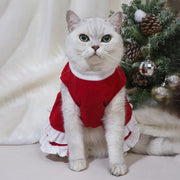 Christmas Bow Fleece Princess Dress for Cats and Dogs
