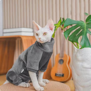 Fleece-Lined Warm Garment for Hairless Devon Cats