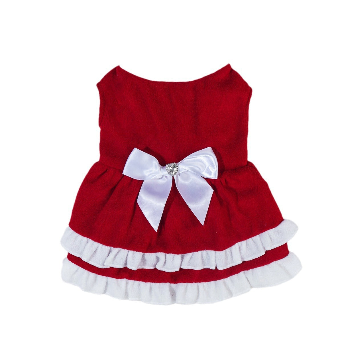 Christmas Bow Fleece Princess Dress for Cats and Dogs
