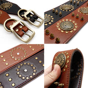 Premium Leather Studded Dog Collar for Large Breeds