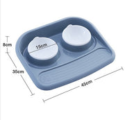 Dog Feeder Anti-skid, Double Bowl Anti-knocking Mat