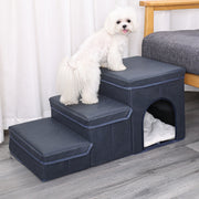Multi-Level Cat Kennel with Integrated Dog Stairs