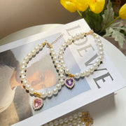 Retro Crystal Pendant Pearl Necklace for Pet Lovers