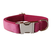 Leash and Rose Red Velvet Dog Collar Bow Tie