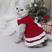 Christmas Bow Fleece Princess Dress for Cats and Dogs