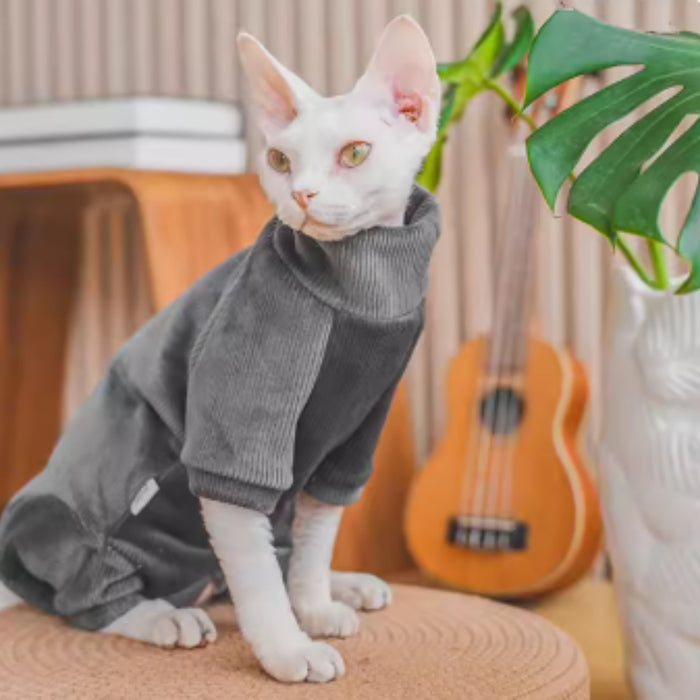Fleece-Lined Warm Garment for Hairless Devon Cats
