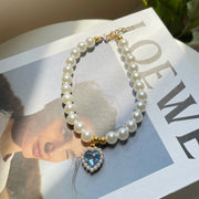 Retro Crystal Pendant Pearl Necklace for Pet Lovers
