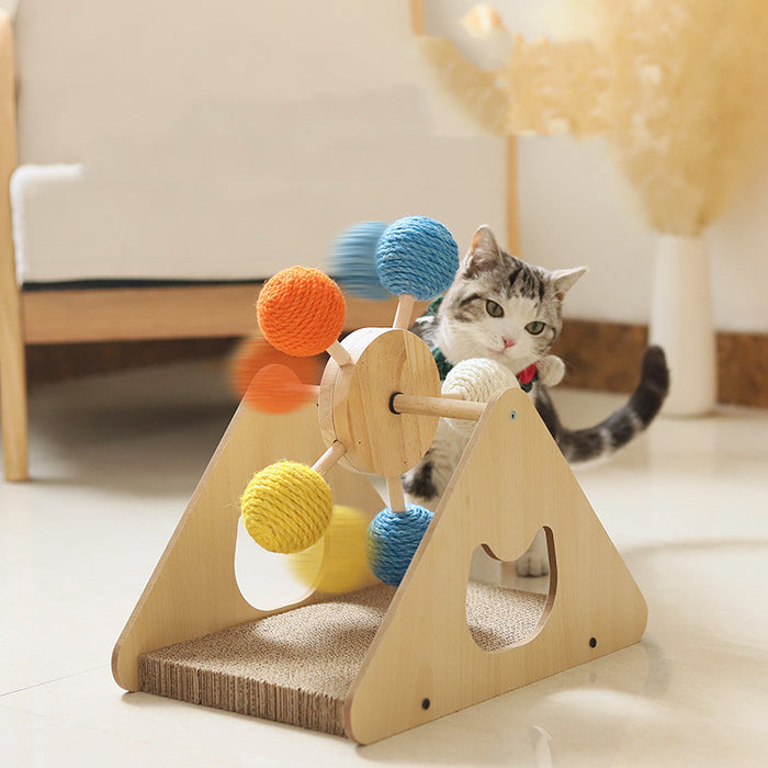 Solid Wood Rotating Ferris Wheel Cat Scratch Board