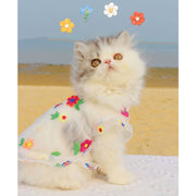 Floral Embroidery Mesh Dress for Cats and Small Dogs