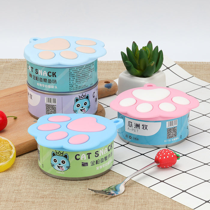 Silicone Pet Food Can Lid with Paw Design