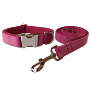 Leash and Rose Red Velvet Dog Collar Bow Tie