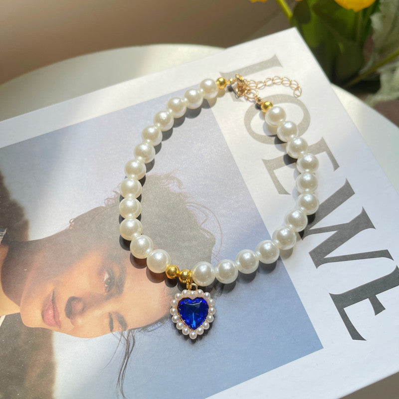 Retro Crystal Pendant Pearl Necklace for Pet Lovers