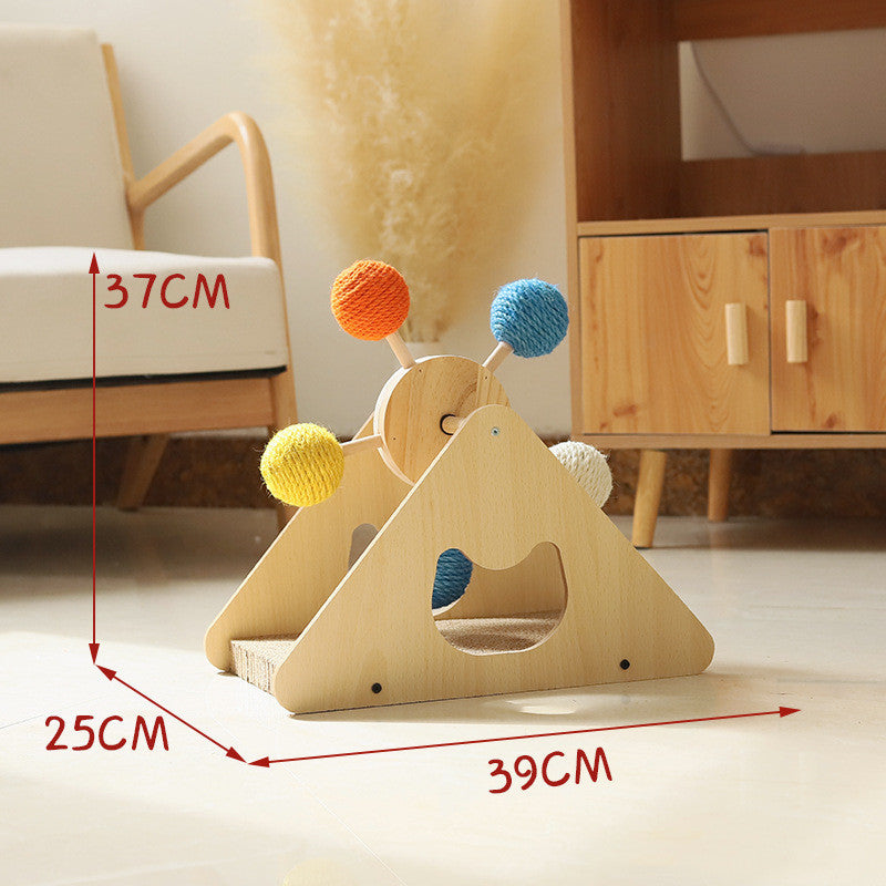 Solid Wood Rotating Ferris Wheel Cat Scratch Board
