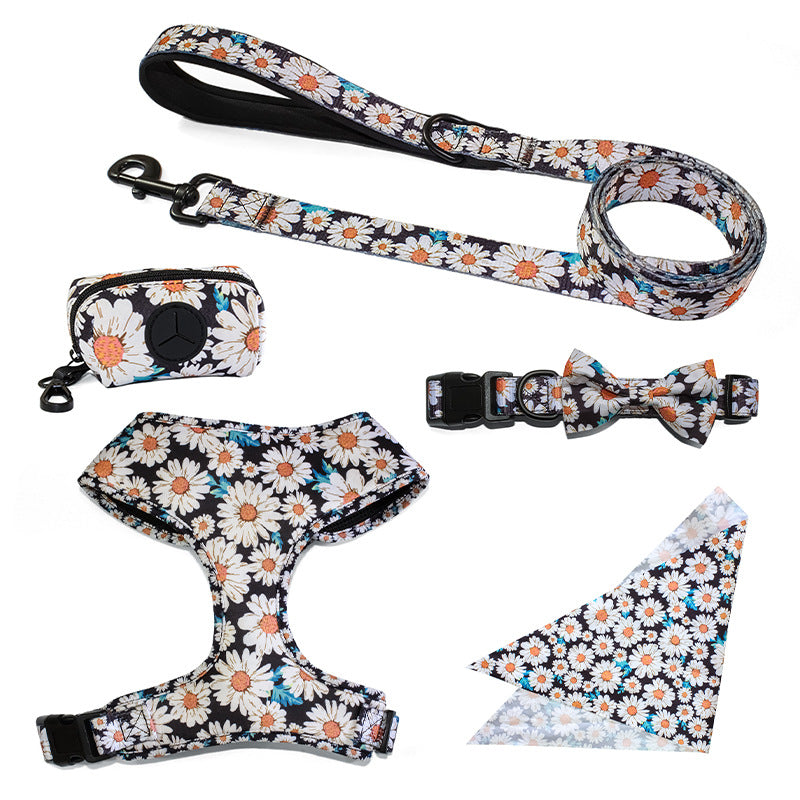 Floral Dog Harness and Leash Set