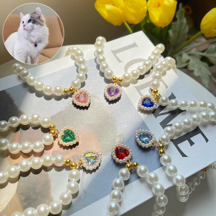 Retro Crystal Pendant Pearl Necklace for Pet Lovers